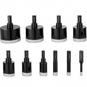 Set 10 carote diamantate pentru gresie, marmura, 6/10/12/20/25/30/35/40/45/50 mm, umed sau uscat, cutie depozitare - Img 1