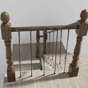 Set 10 stalpi balustrade cu cos si spiralate, 13 x 13 x 1122mm, Negru mat, accesorii prindere - Img 4