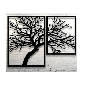 Set 2 decoratiuni perete Krodesign KRO-1043 Tree of Life, metal, negru - Img 2