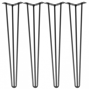 Set 4 picioare pentru mese Krodesign Otel, Negru, Inaltime 91.5 cm, protectie cauciuc - Img 1