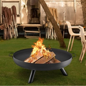 Vatra foc pentru terasa, camping, Vivatechnix Otel Carbon, Diametru 770 mm, Negru, Inaltime 28 cm - Img 3