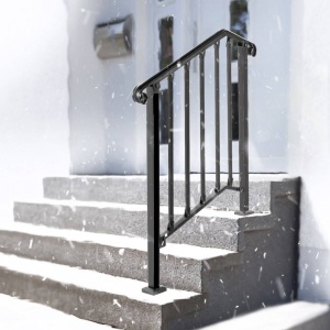 Balustrada fier forjat pentru 2 sau 3 trepte, Vivatechnix Negru Mat, lungime 71 cm, Inaltime 97 cm, Otel - Img 4