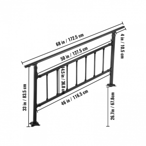 Balustrada otel forjat, max 5 trepte Vivatechnix Negru Mat, Inaltime 83.5 cm, lungime 172.5 cm, pozitii reglabile - Img 3