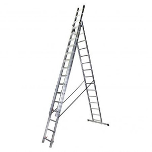 Bisonte Scara tripla 15 trepte, 4.13 m aluminiu STR315 (BT1006308) - Img 4