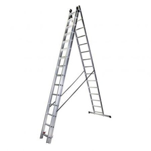 Bisonte Scara tripla 15 trepte, 4.13 m aluminiu STR315 (BT1006308) - Img 2