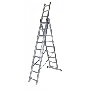 Bisonte Scara tripla 9 trepte, 2.53 m aluminiu STR309 (BT1006305) - Img 2