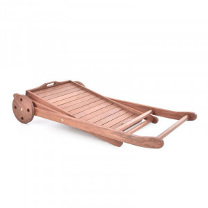 Carucior pentru servire HECHT Serving, fabricat din lemn tropical dur Meranti, 2 roti - Img 7