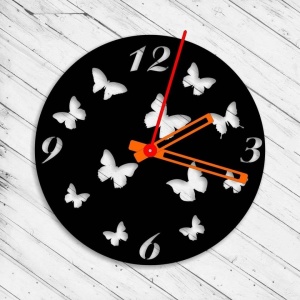 Ceas de perete metalic Krodesign Butterfly, diametru 50 cm, negru - Img 3