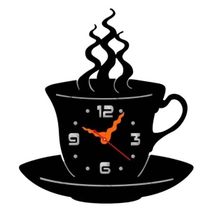 Ceas de perete metalic Krodesign Coffee Mug, diametru 50 cm, negru - Img 1