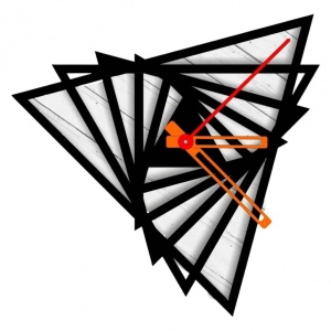 Ceas de perete metalic Krodesign Triangle KRO-1092, diametru 50 cm, negru - Img 1