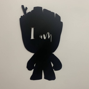 Decoratiune perete Krodesign Baby Groot, metal, negru, Inaltime 52 cm - Img 4