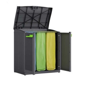Dulap gradina compact 2 usi pentru reciclare graphite Keter Moby 110 L - Img 2