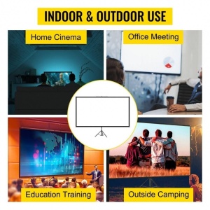 Ecran de proiectie cu trepied 110 inch, 4K Ultra HD, portabil, 16:9, Material anti-lumina, Ecran lavabil, Unghi de vizualizare 160 de grade - Img 3