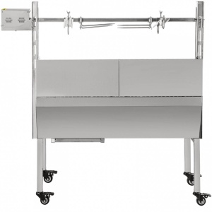 Gratar pe carbune cu capac si rotisor electric 25W, Vivatechnix Inox, Roti blocabile, inaltime de gatit reglabila, cu deflector - Img 3