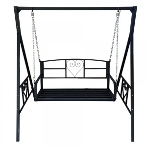 Leagan pentru gradina Vivatechnix VMD-1051, Negru, 168x118x180cm, 2 locuri, Metalic, cu cadru de fixare - Img 2