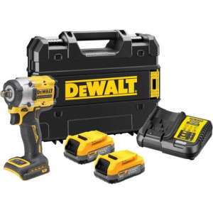 Masina de insurubat cu impact Dewalt DCF921E2T, patrat 1/2", maxim 406 Nm, cu 2 acumulatori POWERSTACK 18V / 1.7Ah si incarcator in valiza TSTAK - Img 1