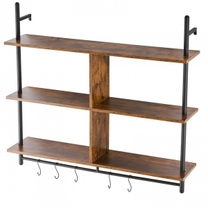 Raft metalic cu 3 x polite incluse din lemn, Vivatechnix Industrial, 1050 x 240 x 965 mm - Img 1