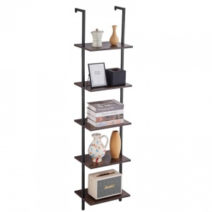 Raft metalic cu 5 x polite incluse din lemn, profil patrat 20x20 mm, Vivatechnix Industrial, 400x300x1780 mm - Img 1