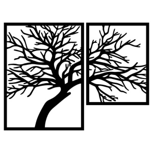 Set 2 decoratiuni perete Krodesign KRO-1043 Tree of Life, metal, negru - Img 1
