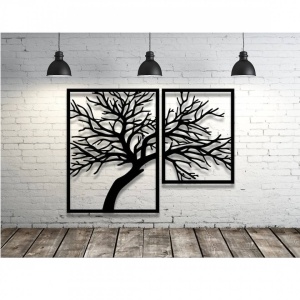 Set 2 decoratiuni perete Krodesign KRO-1043 Tree of Life, metal, negru - Img 3