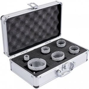 Set 6 carote diamantate si 1 disc taiere 125 mm pentru gresie, marmura, 20/35/40/50/55/68 mm, prindere M14, umed sau uscat - Img 2