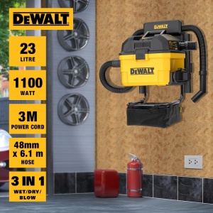 Aspirator Dewalt Garage 23L, cu telecomandă, 1100 W, furtun 6.1 m/48 mm, 37.8 l/s - Img 2