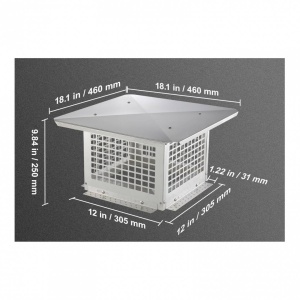 Capac terminal patrat pentru cos de fum, Vivatechnix Inox, 305 x 305 mm - Img 3