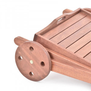 Carucior pentru servire HECHT Serving, fabricat din lemn tropical dur Meranti, 2 roti - Img 8