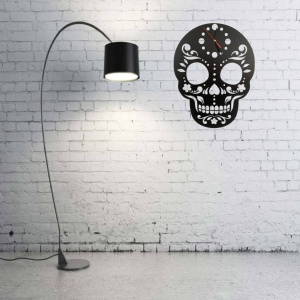 Ceas de perete metalic Krodesign Skull, diametru 45 cm, negru - Img 4