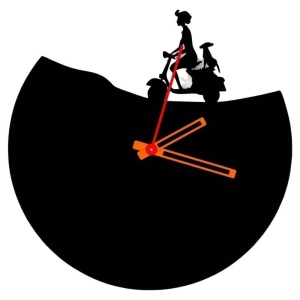 Ceas de perete metalic Krodesign Vespa, diametru 50 cm, negru - Img 1