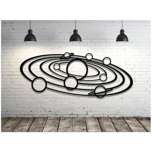 Decoratiune perete Krodesign Planets, diametru 80 cm, negru - Img 1