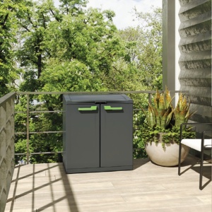 Dulap gradina compact 2 usi pentru reciclare graphite Keter Moby 110 L - Img 3