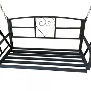 Leagan metalic cu lant pentru gradina Vivatechnix VMD-1050, Negru, 120x55x52cm, 2 locuri - Img 3