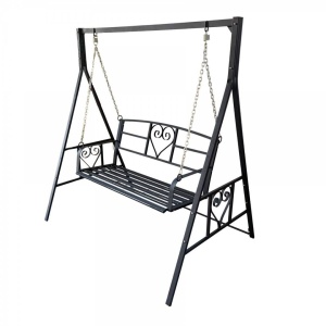 Leagan pentru gradina Vivatechnix VMD-1051, Negru, 168x118x180cm, 2 locuri, Metalic, cu cadru de fixare - Img 1