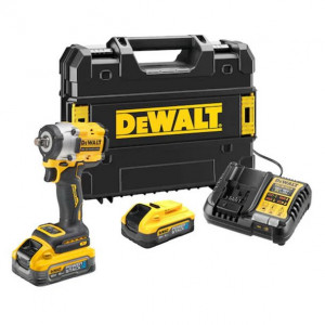 Masina de insurubat cu impact DeWalt DCF921H2T, patrat 1/2", maxim 406 Nm, cu 2 acumulatori 18V XR Powerstack de 5.0 Ah si incarcator in valiza TSTAK - Img 1