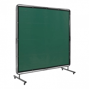 Perdea sudura impotriva scanteilor 180x180 cm, cadru otel, 4 roti blocabile, Verde - Img 1