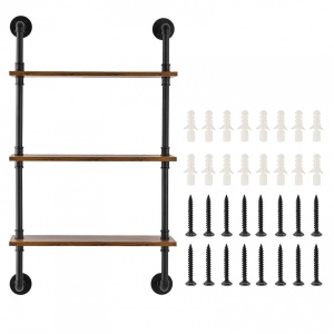 Raft metalic cu 3 x polite incluse din lemn, Vivatechnix Industrial, 630 x 205 x 1065 mm - Img 3