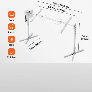 Rotisor electric pentru gratar Inox, max 60 kg, lungime de lucru 144.5 cm, putere 52 W, Inaltime reglabila - Img 4