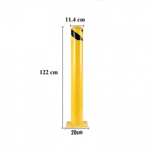 Set 2 stalpi de siguranta, delimitare, avertizare, Vivatechnix Otel, Galben / Negru, Inaltime 122 cm - Img 2