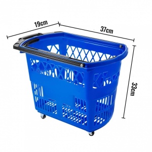 Set 6 cosuri de cumparaturi, Vivatechnix, capacitate 34 kg, Albastru, 4 roti pivotante, 46.5 x 28 x 33 cm - Img 2