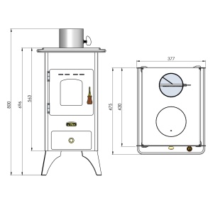 Soba simpla de incalzire Prity Mini SP, 5 kW, 130 mm - Img 2