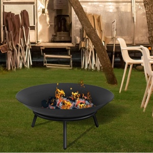 Vatra foc pentru terasa, camping, Otel, Diametru 550 mm, Negru, Inaltime 24 cm - Img 4