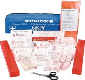 Geanta de prim ajutor "Crash Bag" Combi, cu 2 triunghiuri + vesta+trusa prim ajutor, ADR