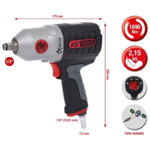 Mașină de înșurubat cu percuție (aer comprimat) KS TOOLS 8000051210