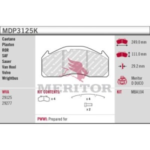 set placute frana,frana disc MERITOR 7601388000