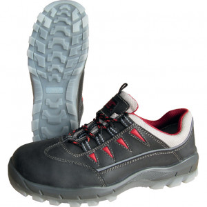 Pantofi de protectie Nitras, negru/rosu