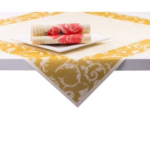 Mank HORECA покривка, Linclass® Airlaid, Linclass Romantic Golden Cream, 80 x 80 см, Идеална за сватби, партита, кръщенета