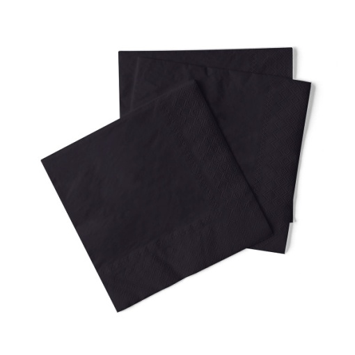 Коктейлни салфетки 3 слоя Tissue - Черни / 20 х 20 см / 300 бр.