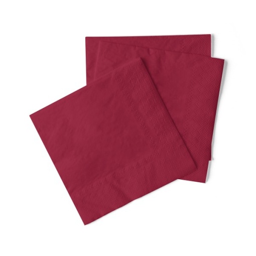 3-слойни салфетки за маса Tissue - Бордо / 24 х 24 см / 150 бр.