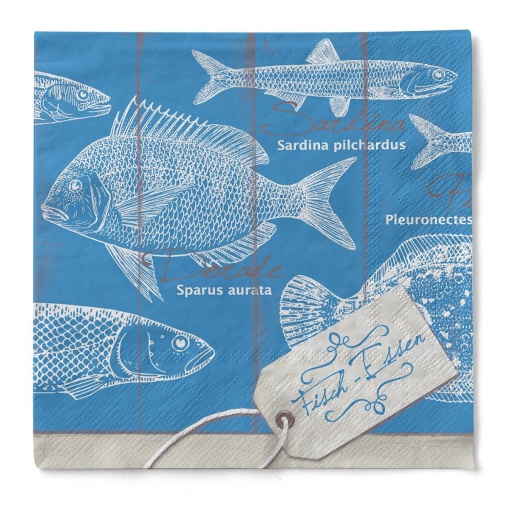 3-слойни текстилни чинии - Fisch-Essen (риба) / 40 x 40 cm / 100 бр.